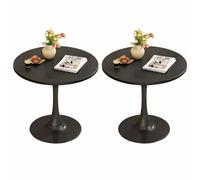 KaBuea Set di 2 tavoli rotondi per bar da cocktail, casa, pub tulipano, caffè, tè, tavolo da pranzo, bistrò, bianco, nero