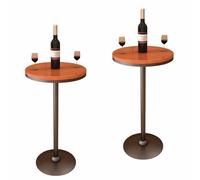 KaBuea Set di 2 tavolini alti 105 cm - Piano rotondo in legno e gambe resistenti in metallo nero, adatti per la casa, l'appartamento e le feste