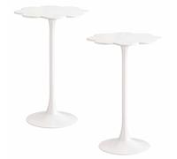 KaBuea Set di 2 tavolini alti bianchi - Piano in MDF Petal e gambe in acciaio resistente, ideali per bar domestici, angoli colazione e zone di intrattenimento, struttura stabile