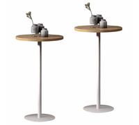 KaBuea Set di 2 tavolini rotondi in legno massello da 60 cm - Struttura in metallo per una maggiore stabilità, ideali per la cucina, il pub di casa, l'angolo caffè e gli spazi ridotti