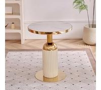 KaBuea Set di Tavolo da Pranzo Rotondo, Tavolo da Cena Mid Century per 2-6 Persone, Gambe in Acciaio Inossidabile, Tavolo da Caffè per Cucina e Sala da Pranzo, Risparmia Spazio