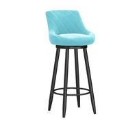 KaBuea Sgabelli da bar girevoli, sedia da bar moderna a 360° con sedile e schienale imbottiti in velluto, ideali for isole cucina, bar domestici, banconi(Black-Light blue,65cm/25.6in)