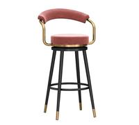 KaBuea Sgabelli da bar girevoli, sedie da isola da cucina ad altezza bancone, con sedile e schienale imbottiti in velluto, comodi sgabelli da sala da pranzo da pub(Black-Pink,75cm/29.5in)