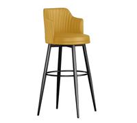 KaBuea Sgabello da bar girevole in pelle PU con schienale e poggiapiedi, sgabello alto da bancone for isola cucina, bar di casa e angolo colazione(Black-Orange,65cm/25.6in)