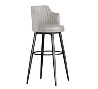 KaBuea Sgabello da bar girevole in pelle PU con schienale e poggiapiedi, sgabello alto da bancone for isola cucina, bar di casa e angolo colazione(Black-Grey,65cm/25.6in)
