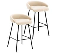 KaBuea Sgabello da bar moderno medio con sedile imbottito, sedia da pranzo perfetta for l'isola della cucina, il pub e la sala da pranzo(Beige,2PCS)