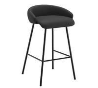 KaBuea Sgabello da bar moderno medio con sedile imbottito, sedia da pranzo perfetta for l'isola della cucina, il pub e la sala da pranzo(Black,1PCS)