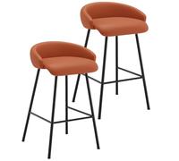KaBuea Sgabello da bar moderno medio con sedile imbottito, sedia da pranzo perfetta for l'isola della cucina, il pub e la sala da pranzo(Orange,2PCS)