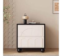 KaBuea Small Solid Wood Nightstand, 2 Drawers, Easy Assembly, Black and White for Bedroom, Apartment, Guest Room(42cm)