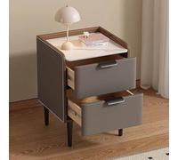 KaBuea Solid Wood Sofa Side Table/Nightstand, 2 Drawers Metal Handles, Rock Slab Top & Scratch-Proof, No Installation, Fits Small Spaces(30cm)