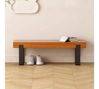 KaBuea Space-Saving Retro Shoe Bench, Solid Wood Construction & Black Metal Legs for Entryway Home(A,100cm)