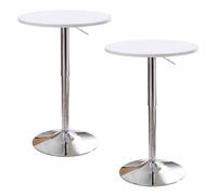 KaBuea Tavoli da bar rotondi Set di 2 scrivania da caffè per home pub bistro regolabile in altezza con gamba e base in acciaio argentato, piano del tavolo da 60 cm