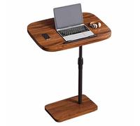 KaBuea Tavolino laterale for divano, altezza regolabile, piano in noce e robusto supporto in metallo, pratico comodino for casa, ufficio e dormitorio