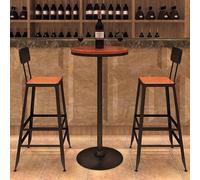 KaBuea Tavolo da bar con piano rotondo in legno - Altezza 105 cm, gambe in metallo nero, perfetto per la sala da pranzo di casa, bar e angolo colazione