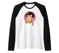 Kabuki Takoyaki Gatto Giapponese Ukiyo-e Style Maglia con Maniche Raglan