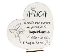 Kabulae Regalo Migliore Amica,Idee Regali Natale Amiche,Idee Regalo Amica Natale Compleanno Regali Originali per Amiche Ornamento in Legno a Forma Di Cuore