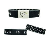 Kabwea Braccialetto cristiano con dedica della Bibbia, regolabile, nero con motivo pace, regalo biblico con NFC per ispirazione quotidiana e donne che credono, Multicolore, XL