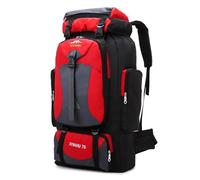 Kabxhueo 70L Zaino da Trekking Impermeabile per Uomo e Donna | Grande capacità per Escursionismo, Campeggio & Arrampicata | Zaino Ultraleggero per Ciclismo, Viaggi e Sport Outdoor,Rosso