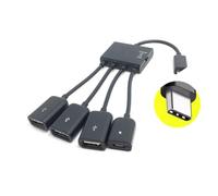 KACCDE 4 Porte MicroUSB TypeC Power OTG Extender Hub Cavo Nero Per Tablet Smartphone Connessione di Ricarica