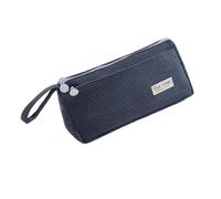 KACCDE Astuccio in velluto a coste con 2 scomparti per studenti e adulti, grande capacità, organizer per penne, matite, astuccio da viaggio, astuccio portatile con manico, Blu