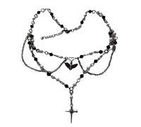 KACCDE Fashion Forward - Collana multistrato alla moda con ciondolo a forma di croce con ciondolo a forma di falena, ornamento per collo