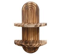 KACCDE Mensola da parete in legno a doppio strato, forma ovale, espositore per piante, organizer per bagno, camera da letto, cucina, stile vintage invecchiato