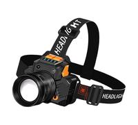 KACCDE Torcia frontale impermeabile con sensori di movimento per campeggio, corsa, pesca, ricaricabile, zoom, 3 modalità, torcia a LED con sensori di movimento