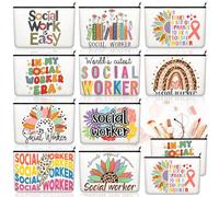 Kacctyen 10 sacchetti di apprezzamento per assistenti sociali per donne assistenti sociali borsa per cosmetici borse in tela sacchetto portatile per trucco borsa da viaggio organizer per trucco per