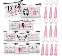 Kacctyen 20 sacchetti per trucchi da danza, per donne, ballerine, cosmetici, portachiavi con citazione in silicone, premi di classe, bomboniere, regalo per il rientro a scuola, regalo per la squadra