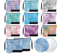 Kacctyen Regalo ispiratore per le donne Bulk 10 colori citazioni motivazionali borsa per il trucco specchio compatto ispiratore borsa cosmetica cristiana con cerniera specchio tascabile religioso per