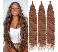 Kachanaa Confezione da 7 extension per capelli pre-separate, ondulate profonde, per trecce da dea, 76 cm, capelli sintetici all'uncinetto, ondulati oceanici, per trecce bohémien, 30#