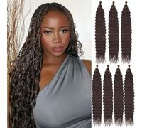 Kachanaa Extension di capelli sintetici all'uncinetto, 76 cm, per trecce bohémien, per sopracciglia scure, pre-separate, ondulate profonde, per trecce da dea, n. 4