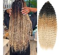 Kachanaa Extension di capelli sintetici pre-separati, 61 cm, per trecce bohémien, ondulate, ondulate profonde, per trecce da dea, 1B27613#