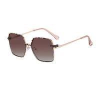 kachawoo Occhiali da sole magnetici polarizzati clip su occhiali quadrati donna luce blu blocco telaio in metallo occhiali, Leopardo con marrone, L