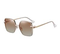kachawoo Occhiali da sole magnetici polarizzati clip su occhiali quadrati donna luce blu blocco telaio in metallo occhiali, beige con marrone, L