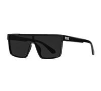 kachawoo Occhiali da sole polarizzati Uomini Donne Square Eyewear One Piece TR90 Occhiali da sole Specchio Big Frame Shades, Nero , L