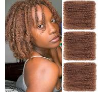 Kackanaa - Confezione da 3 extension per capelli ricci afro, 40,6 cm, confezione da 3 ciocche di capelli castani Marley Twist, per riparazione di mini torsioni e ritorti, 30 g/confezione