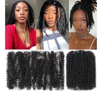 Kackanaa - Confezione da 3 extension per capelli ricci afro, 40,6 cm, confezione da 3 pezzi, colore nero Marley Twist, per riparazione di mini torsioni e ritorti, 30 g/confezione