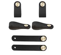 Kacrilidi Maniglie in Pelle per Mobili, 6 Pezzi Pomelli per Armadio in Pelle, Maniglie di Cuoio con Viti Accessori, per Porta DellArmadio Cassetto Maniglie Delle Porte, Nero