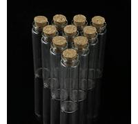 Kadagg 10 Pezzi di Vetro per Bottiglia dei Desideri con Tappo di Sughero Ciondolo portaoggetti 20mL Nero