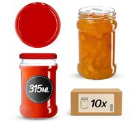 KADAX 10 vasetti da conserva 315 ml con coperchio a vite da 66 mm per miele, dessert, marmellate | Barattoli ermetici, vasetti da conserva, vasetti rotondi, vasetti per confetture, vasetti per miele