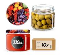 KADAX 10 vasetti per conserve con coperchio a vite, barattoli per marmellata da 330 ml, vasetti per conserve per marmellate, confetture, miele, con chiusura a vite (frutta)