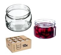 KADAX 10 vasetti per conserve da 250 ml, con coperchio Twist-Off fi82, per dessert, ermetici e lavabili in lavastoviglie, vetro a parete spessa, scelta di tappi a vite (senza coperchio)
