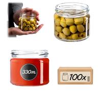 KADAX 100 vasetti per conserve da 330 ml, per marmellate, confetture, miele, barattoli con tappo a vite (senza coperchio)