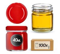 KADAX 100pz Mini Barattoli 40 ml con Coperchio Avvitabile da 43mm, Barattolo per Conserve, Barattoli per Spezie con Coperchio, Barattolo per Prove, Barattoli per Marmellata, Piccoli Barattoli per