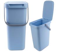 KADAX - 12 l - Pattumiera con coperchio e manico, in plastica, per la raccolta dei rifiuti, rettangolare, con coperchio ribaltabile - blu