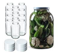 KADAX 12 vasetti da 4 l, con tappo a vite fi100 mm, ideali per cetrioli, kombucha, kimchi, ampia apertura per inserirsi, fermentare (coperchio bianco, 12 pezzi)