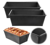 KADAX 2 x Teglia da forno con rivestimento antiaderente per torte rettangolari in acciaio, per pane tostato, cheesecake, brownie, forma a scatola, distribuzione del calore, facile da pulire (21 x 11,5