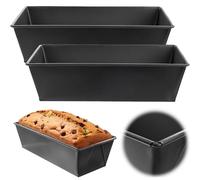 KADAX 2 x Teglia da forno con rivestimento antiaderente rettangolare in acciaio, per torte, pane tostato, cheesecake, brownie, ridistribuzione del calore, facile da pulire (26 x 11,5 x 7,5 cm)