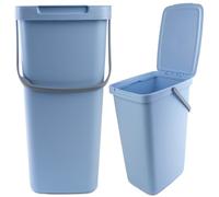 KADAX - 20 l - Pattumiera con coperchio e manico, in plastica, per la raccolta dei rifiuti, rettangolare, con coperchio ribaltabile - blu